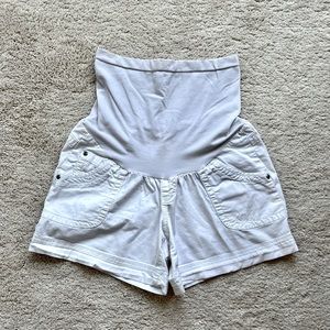 White maternity shorts